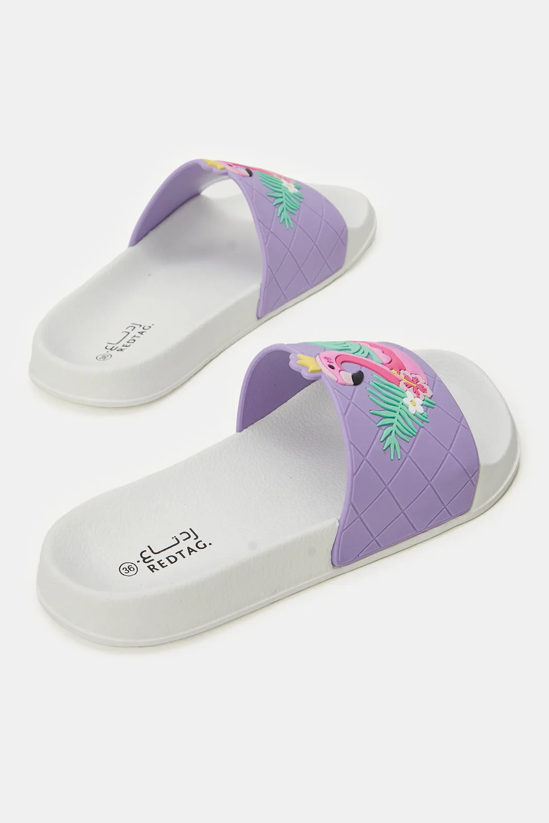 Senior Girls Purple And White Embossed Swan Slide