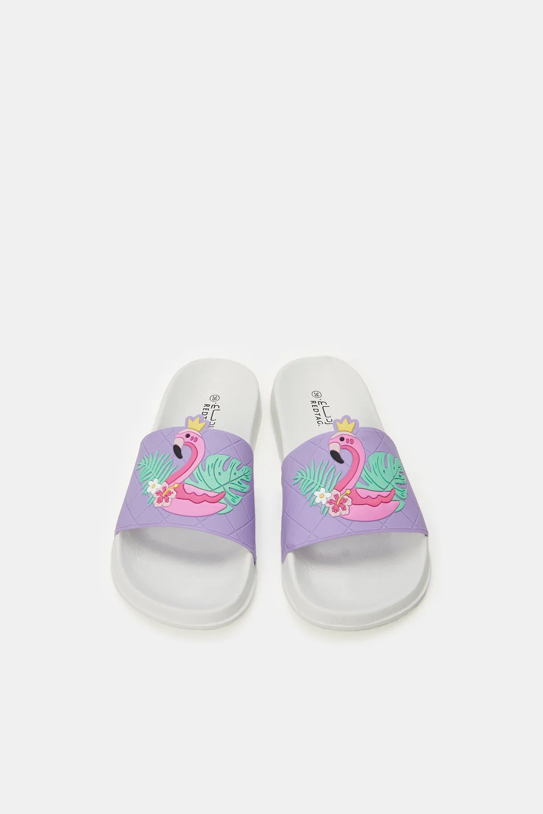 Senior Girls Purple And White Embossed Swan Slide