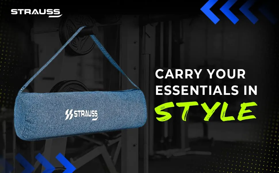 Strauss Jute Duffel Bag | Travel & Gym Bag | Eco-Friendly, Washable & Durable Bags for Men & Women | Fitness & Sports Accessories Holder | Suitable for Yoga,Workout,Pilates,Gym,Travelling(Blue)