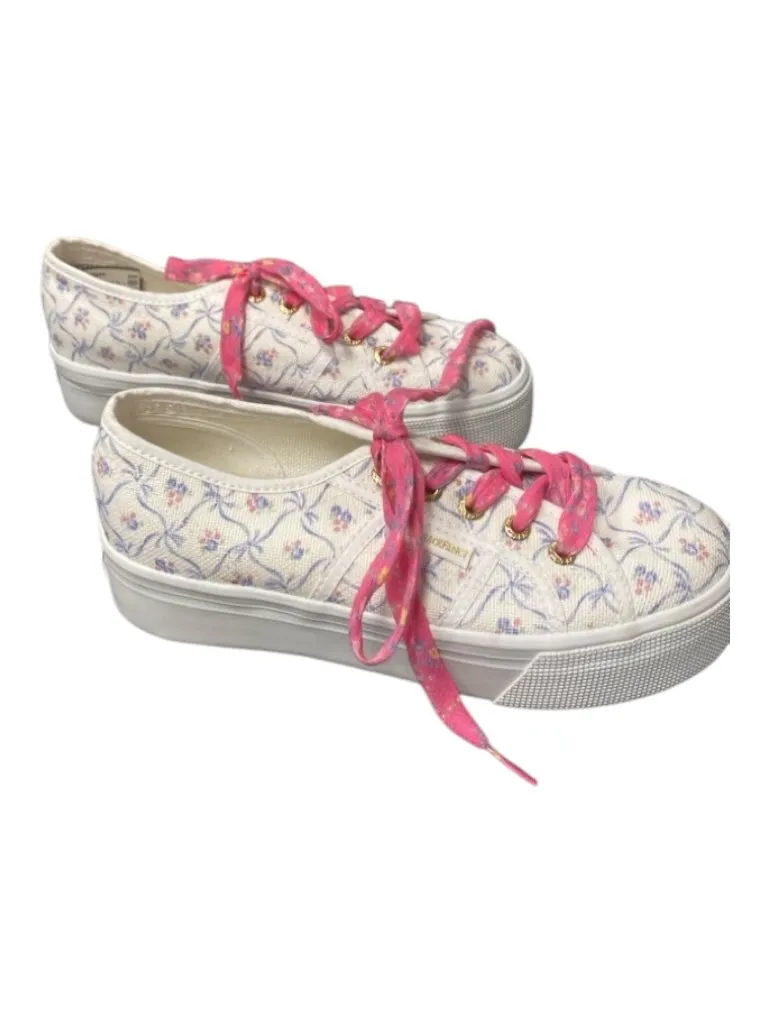 Superga x LoveShackFancy Shoe Size 5 White & Pink Canvas Floral lace up Sneakers