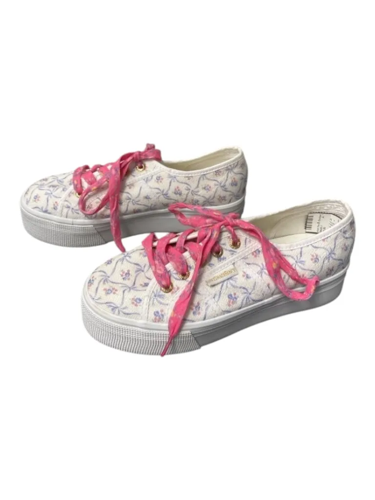 Superga x LoveShackFancy Shoe Size 5 White & Pink Canvas Floral lace up Sneakers