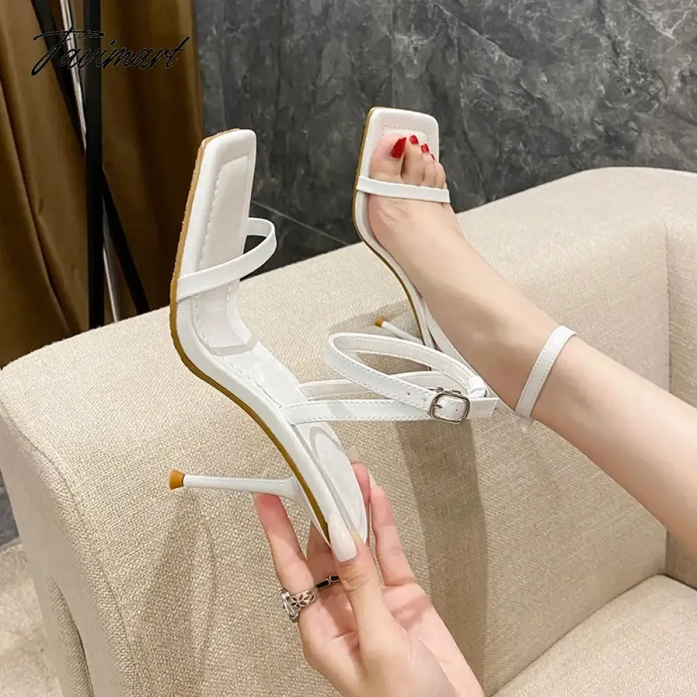 Tavimart Online Red White Sandals Summer Women's Shoes Comfortable Outdoor Casual Sandals Open Toe Button High Heel Shoes Female