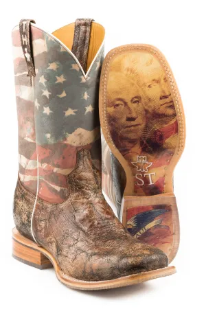 Tin Haul Mens Brown Leather Land Of The Free Cowboy Boots