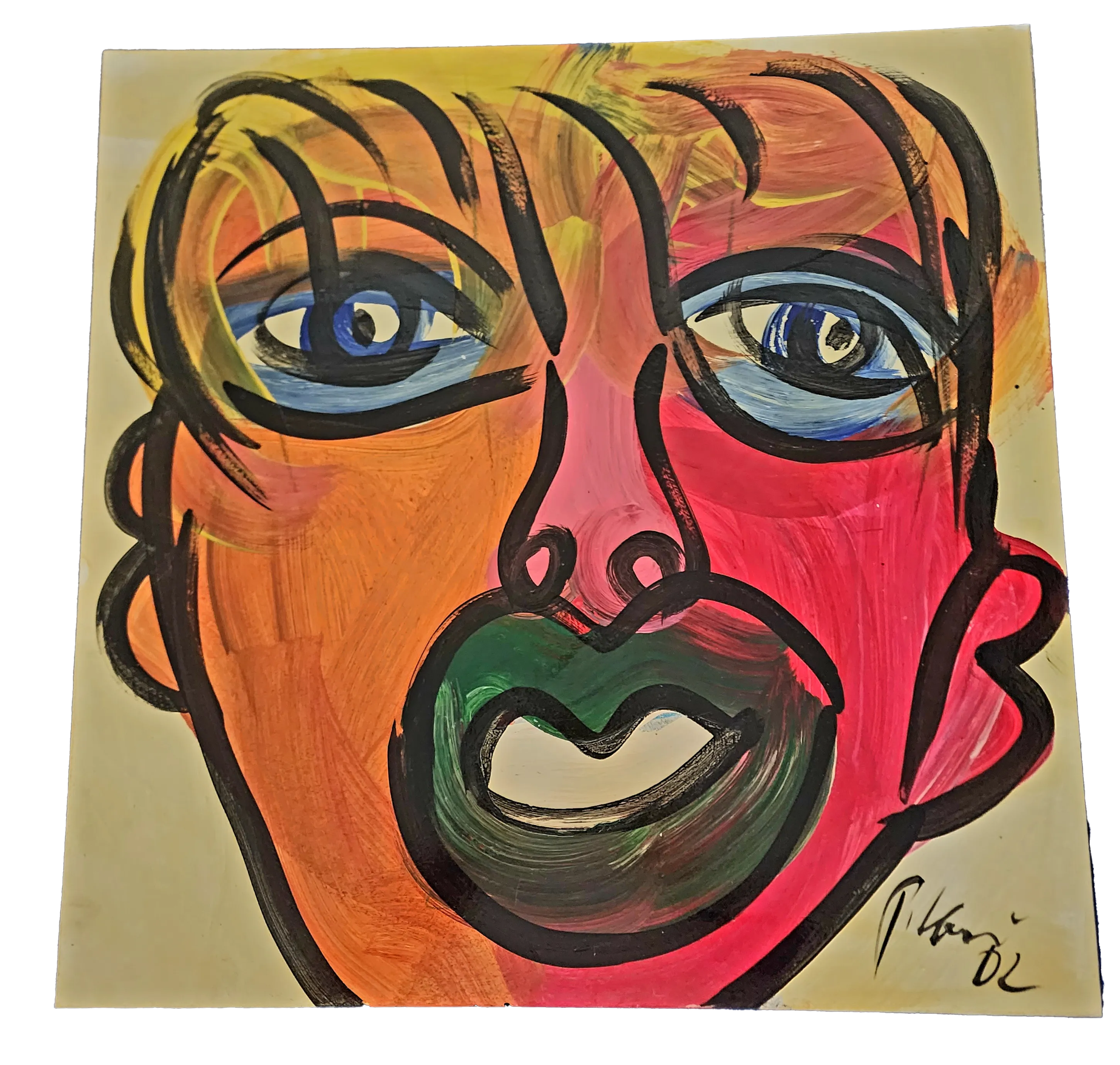 Warhol 82 Large Face Original Oil Painting by Peter Keil