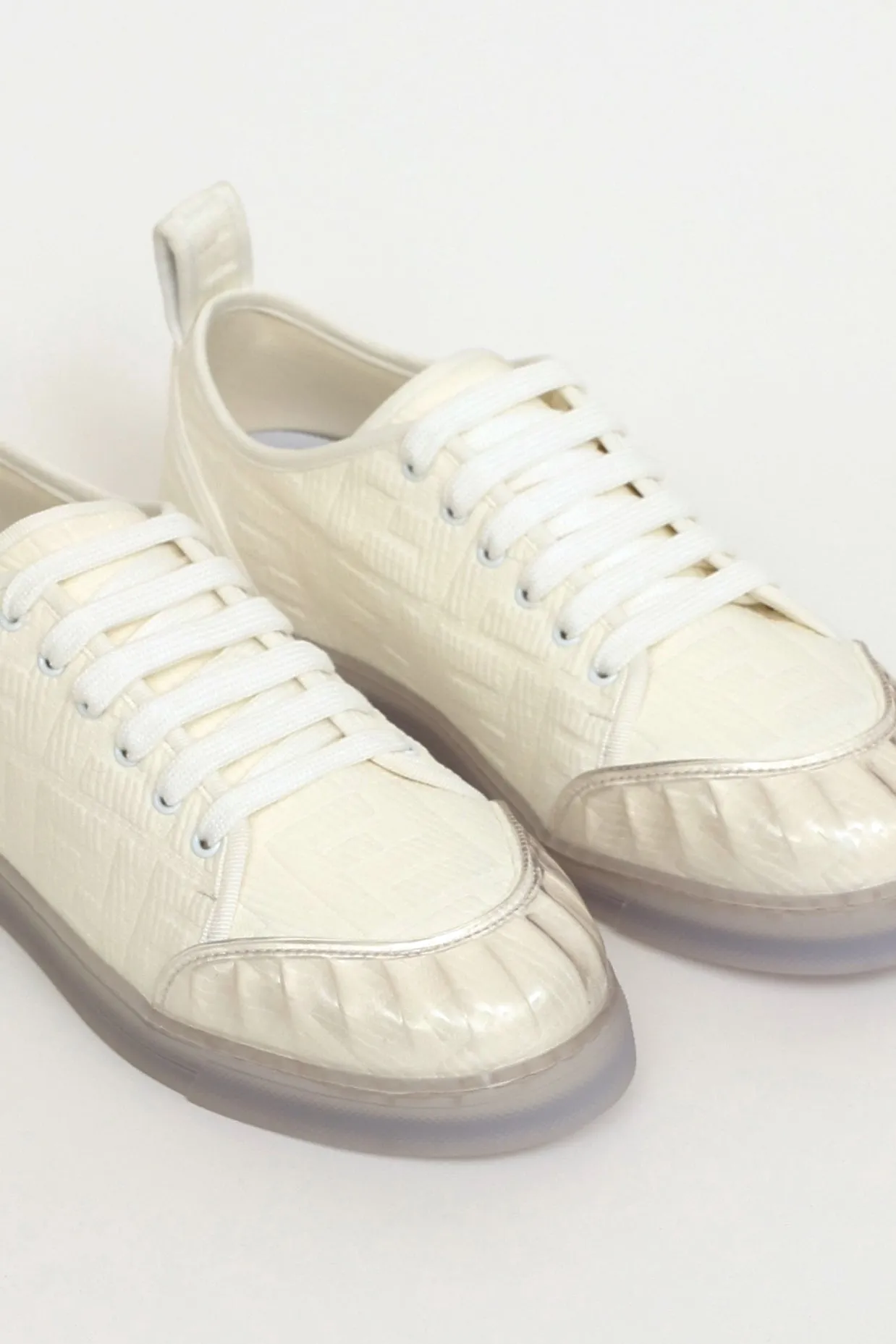 White Canvas FF Promenade Embellished Sneakers