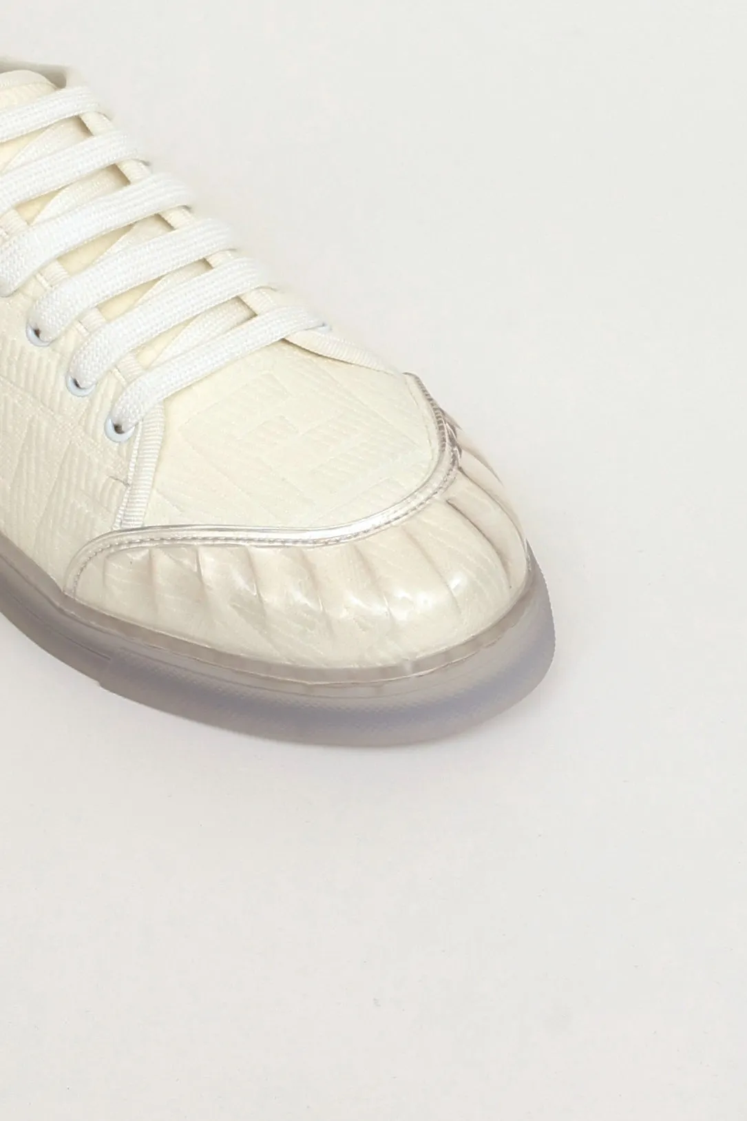 White Canvas FF Promenade Embellished Sneakers