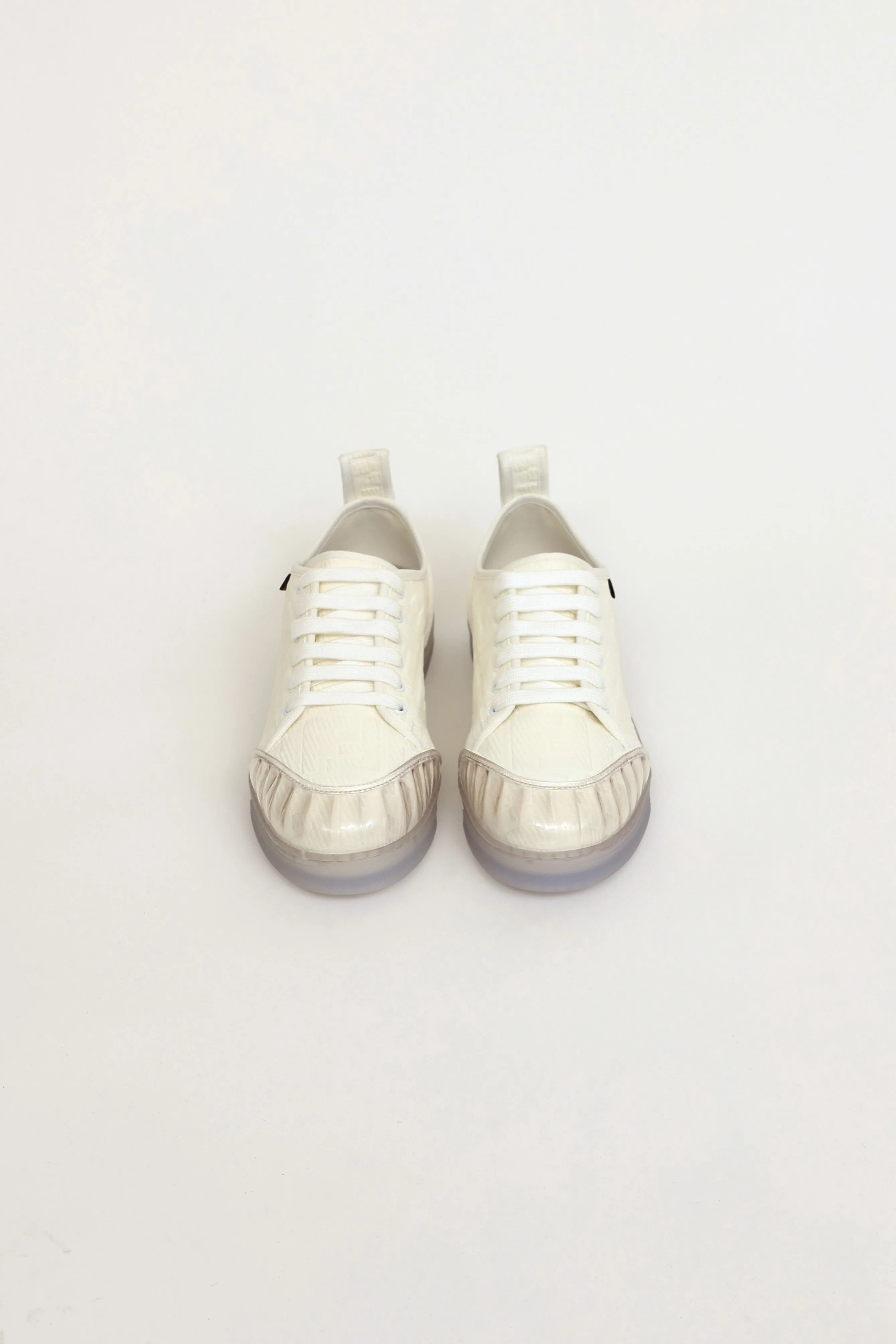 White Canvas FF Promenade Embellished Sneakers