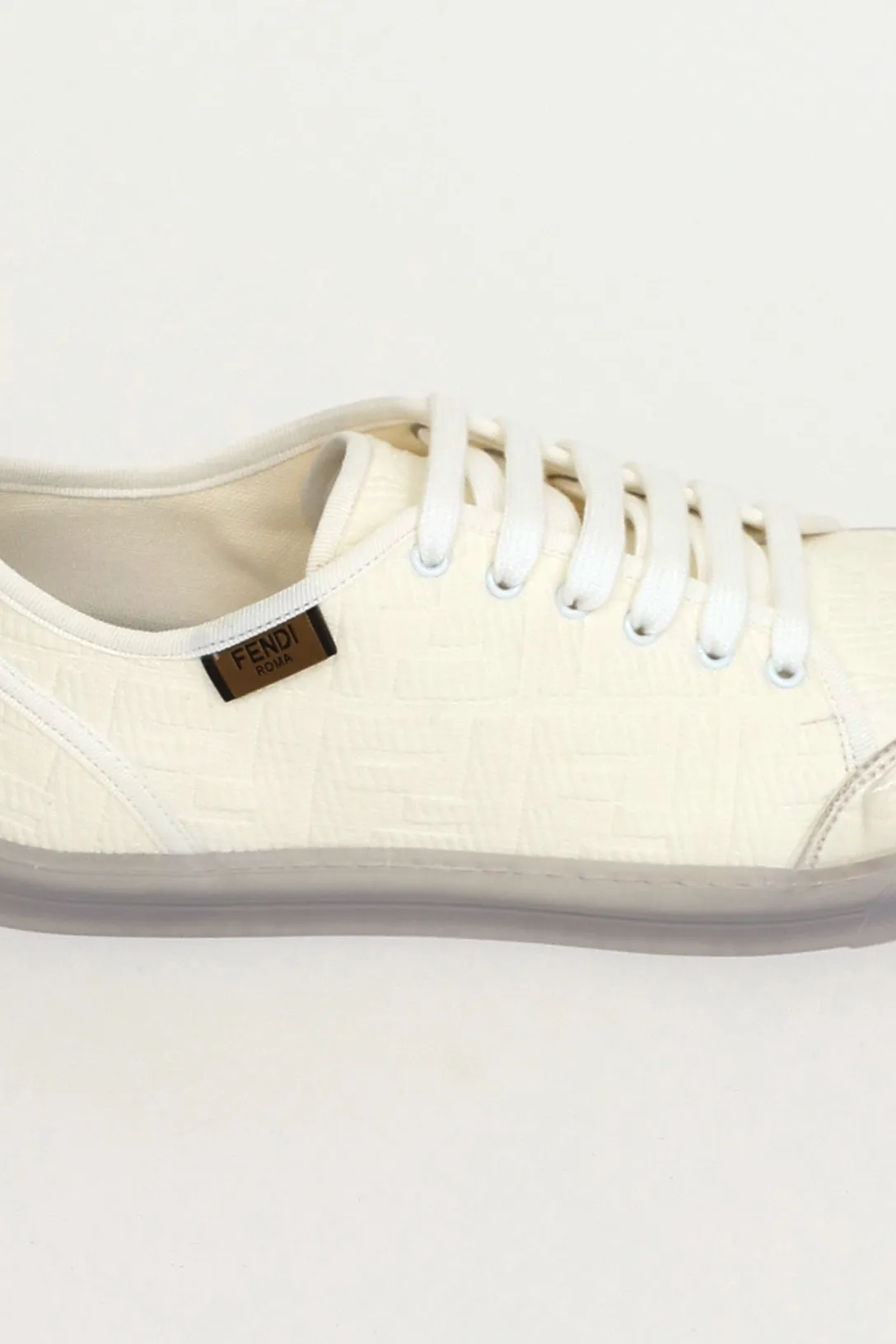 White Canvas FF Promenade Embellished Sneakers