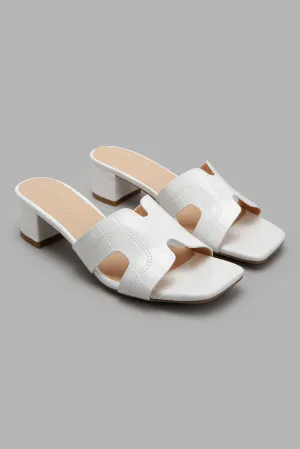 White H-Strap Mule