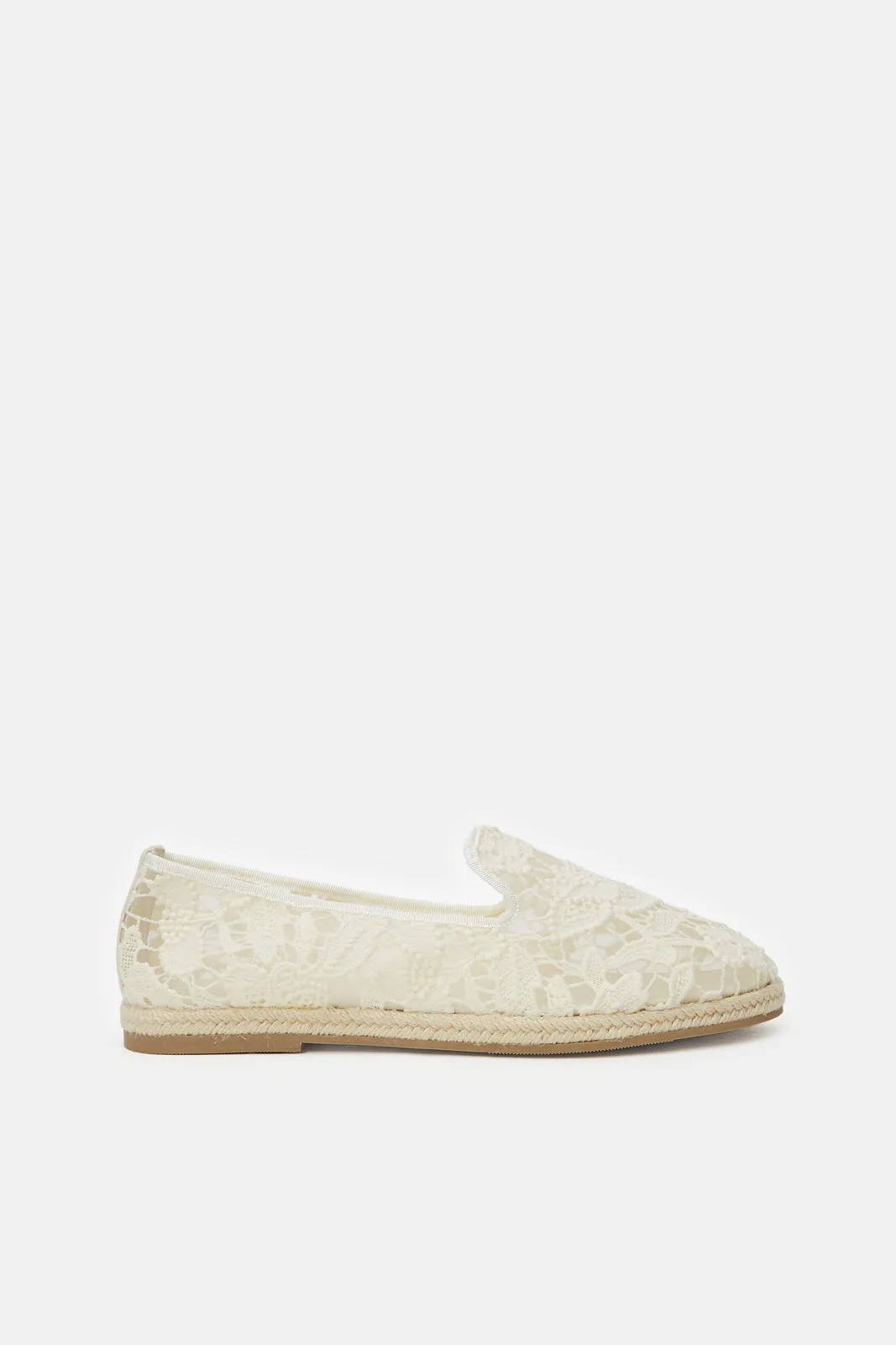 Women White Lace Espadrille