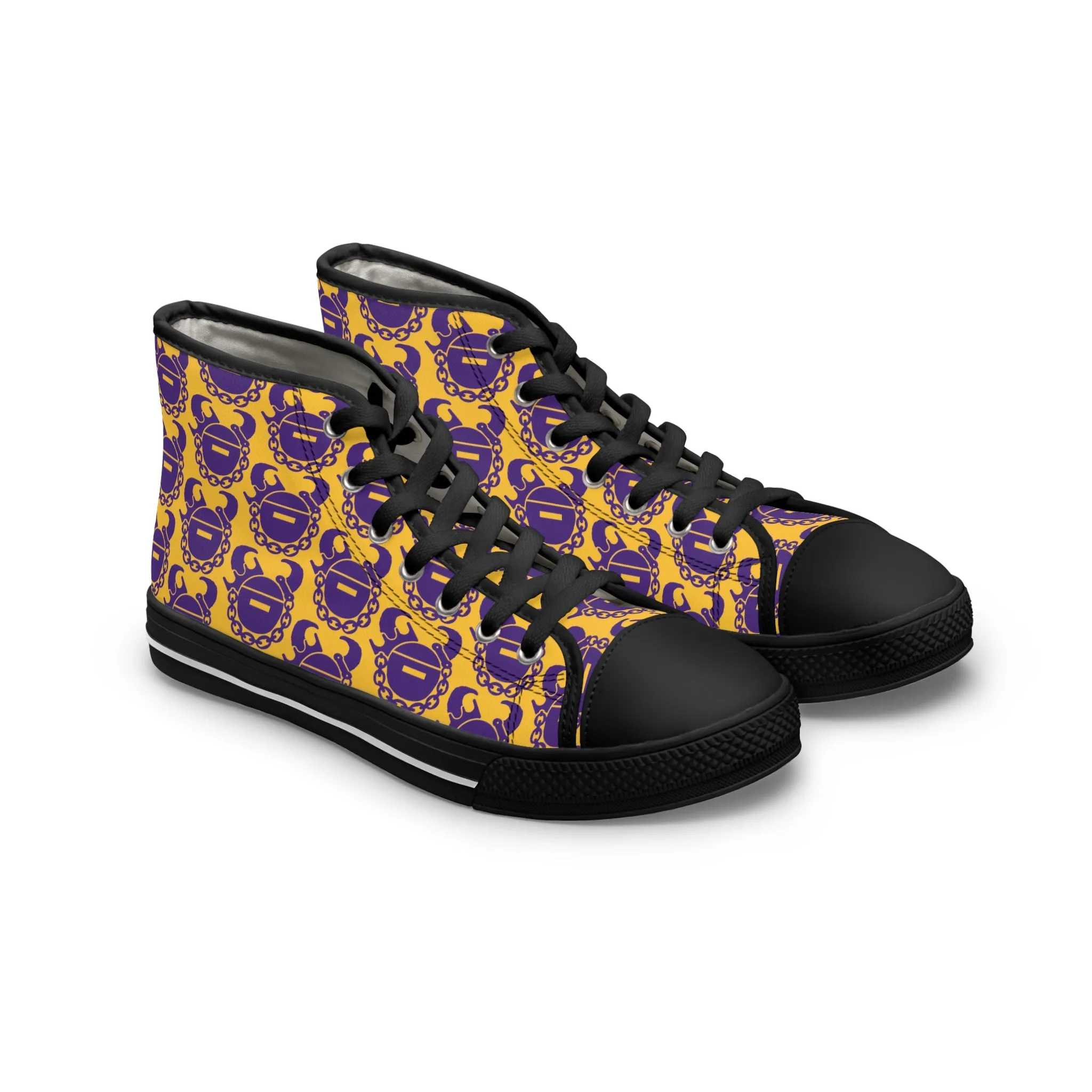 Women's High Top Sneakers - Gold/Purple Helmets