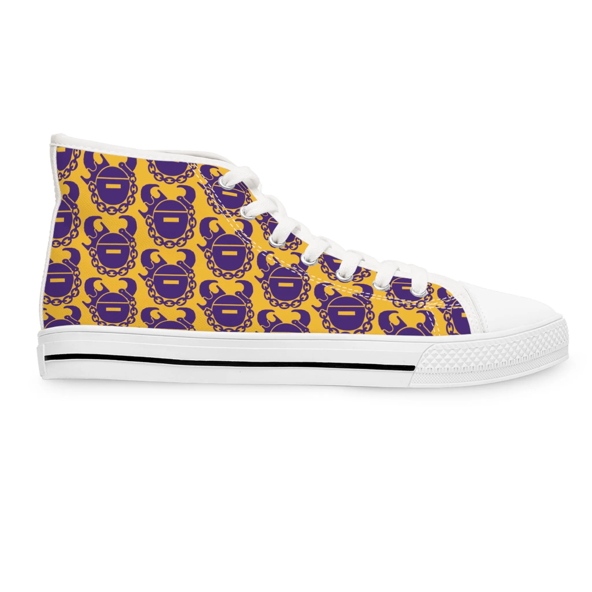 Women's High Top Sneakers - Gold/Purple Helmets