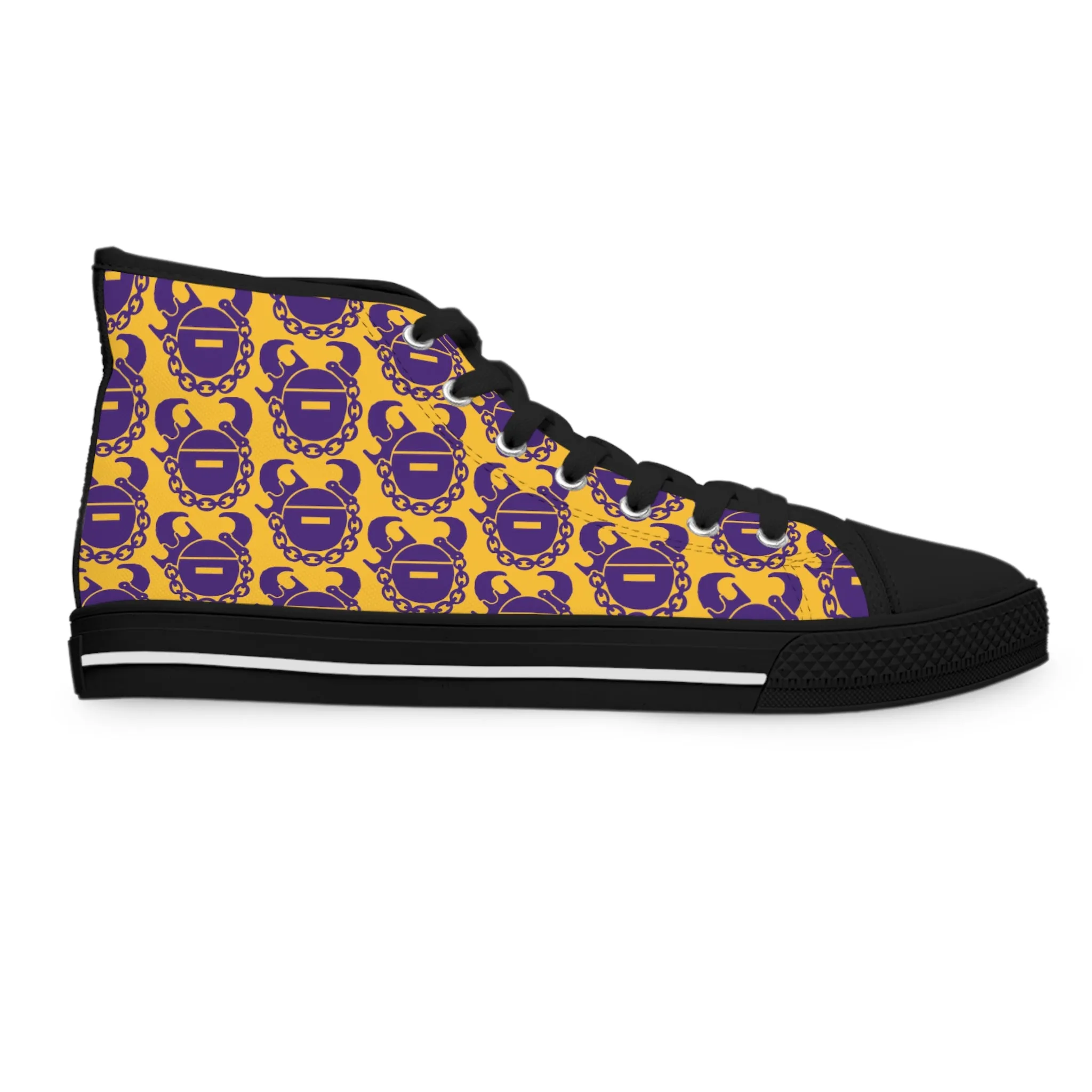 Women's High Top Sneakers - Gold/Purple Helmets