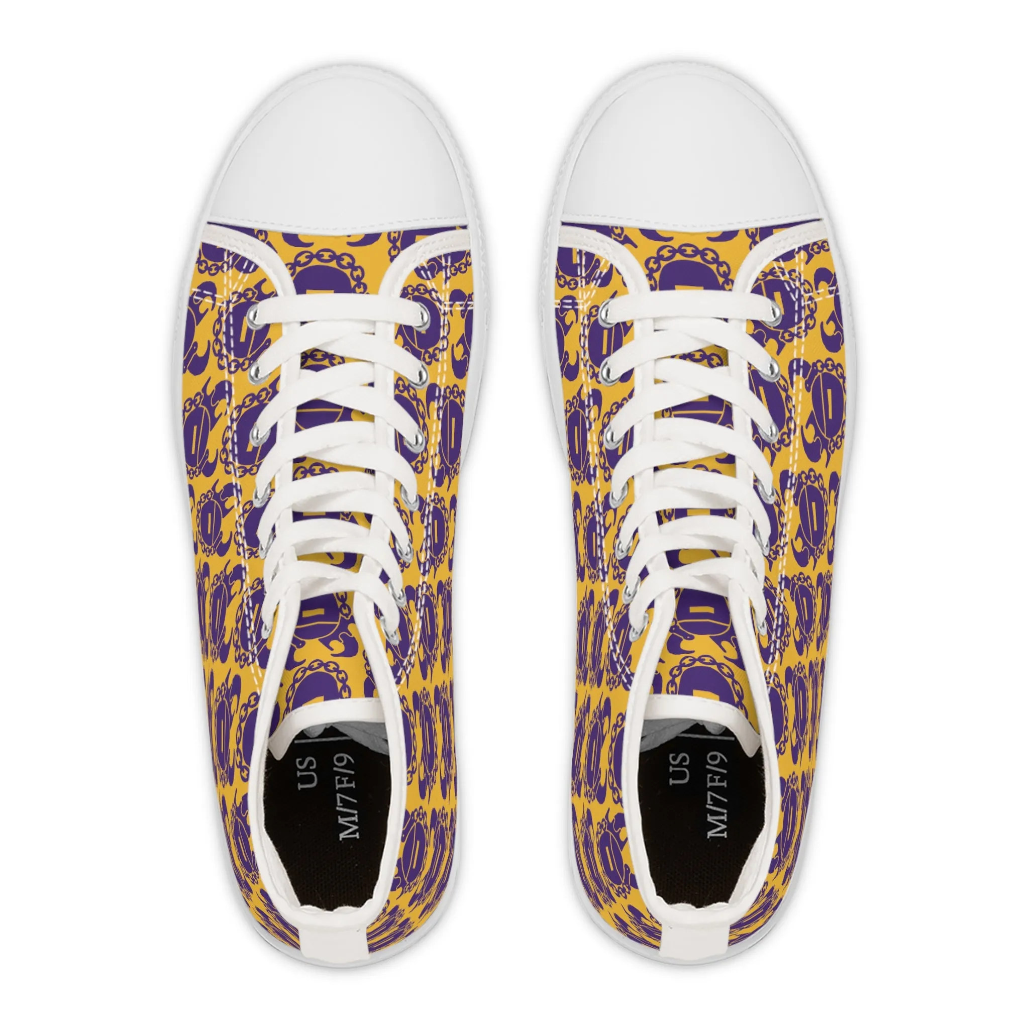 Women's High Top Sneakers - Gold/Purple Helmets