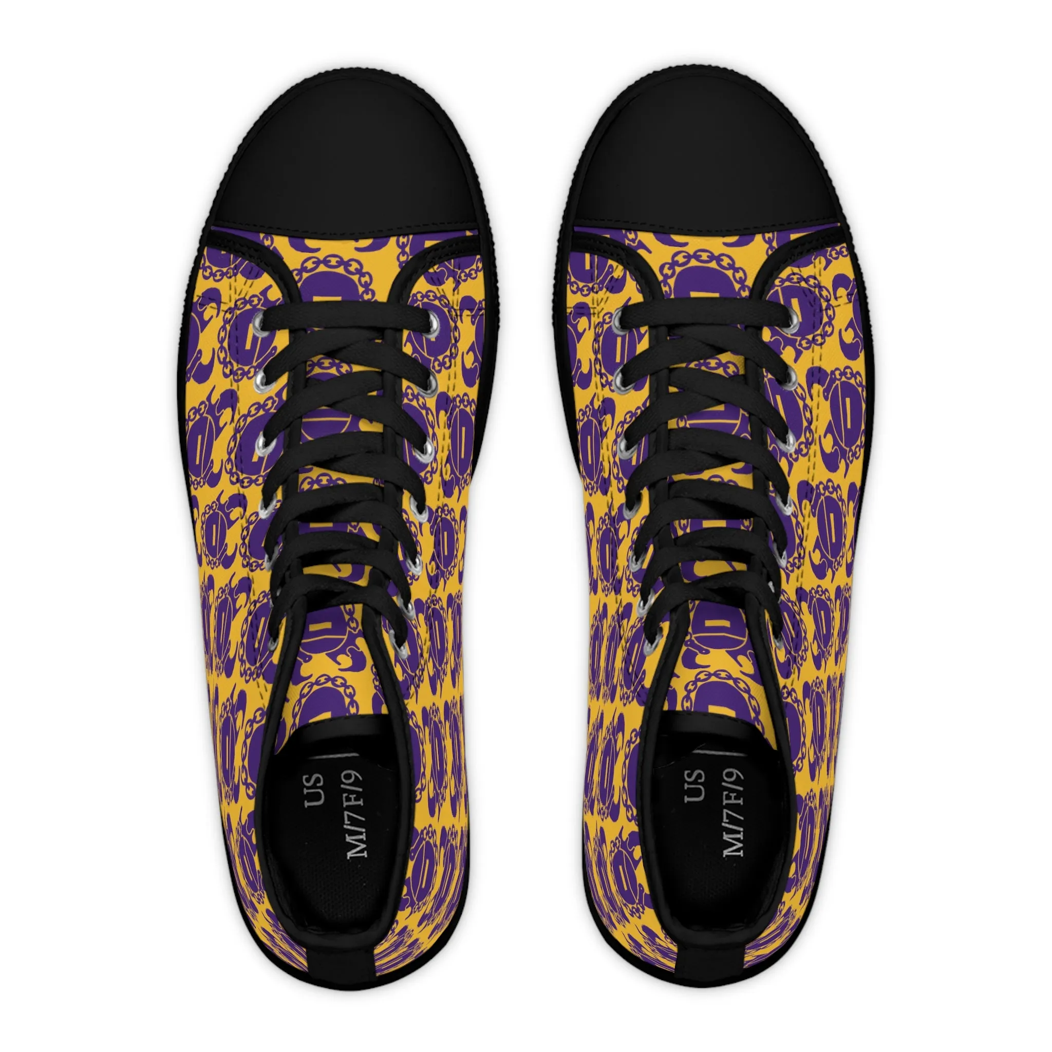 Women's High Top Sneakers - Gold/Purple Helmets