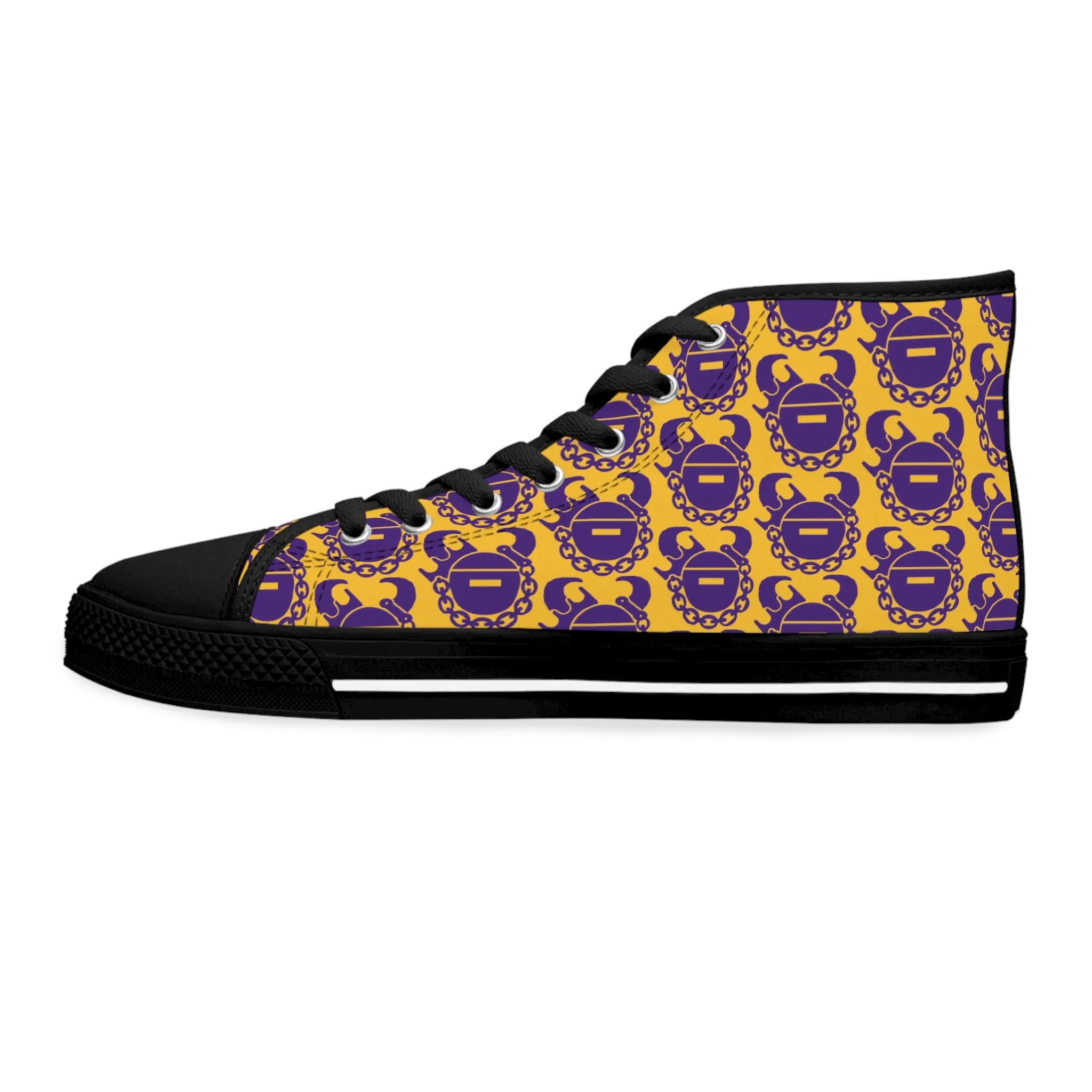 Women's High Top Sneakers - Gold/Purple Helmets