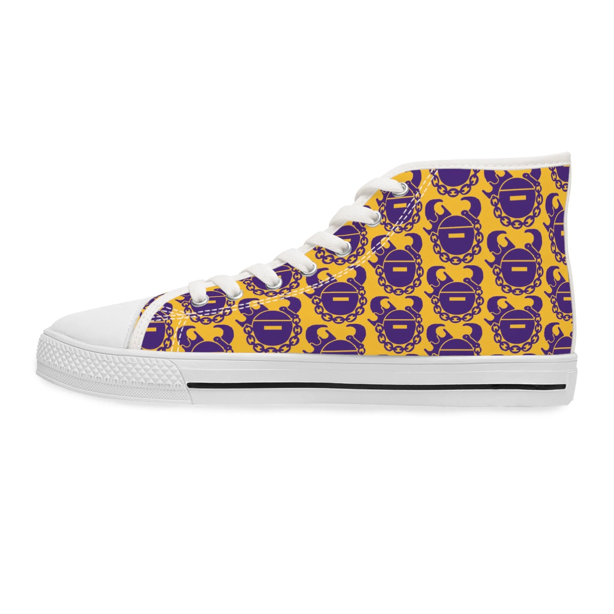 Women's High Top Sneakers - Gold/Purple Helmets