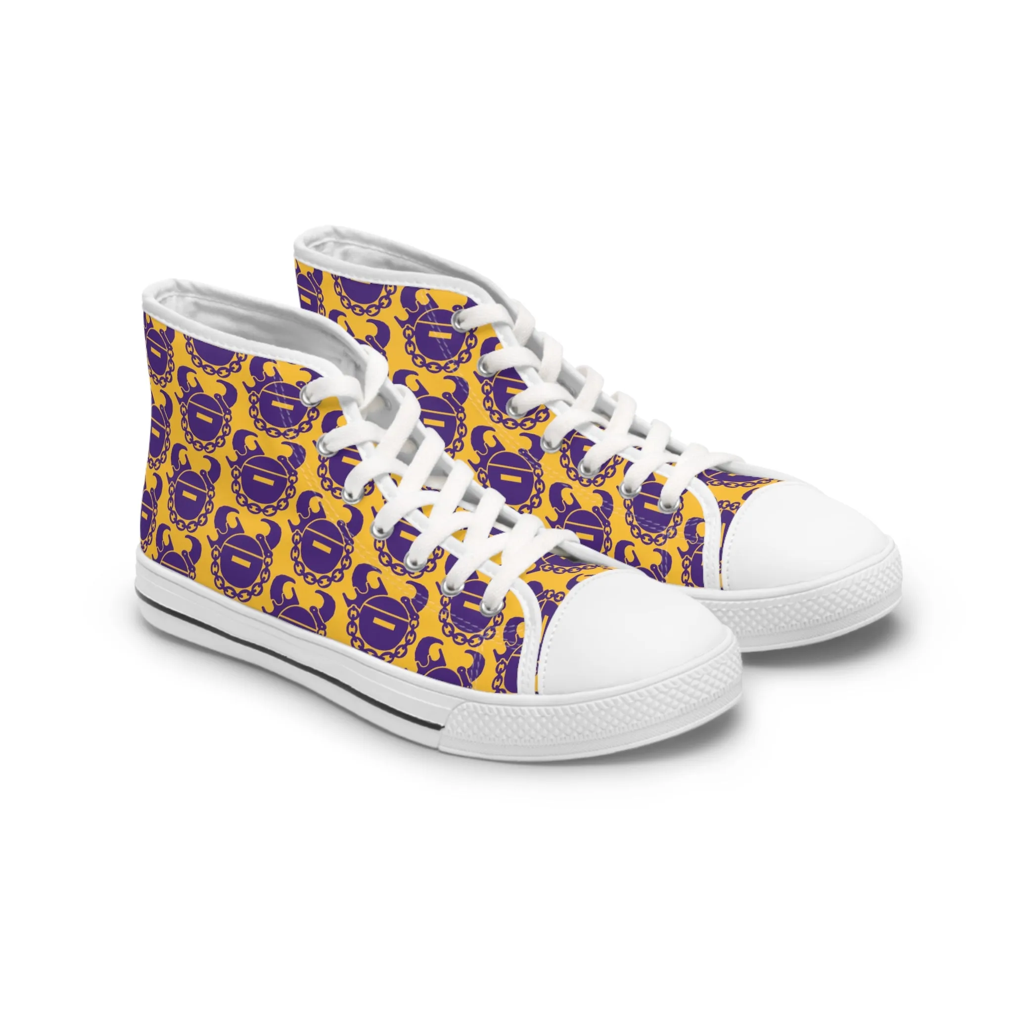 Women's High Top Sneakers - Gold/Purple Helmets