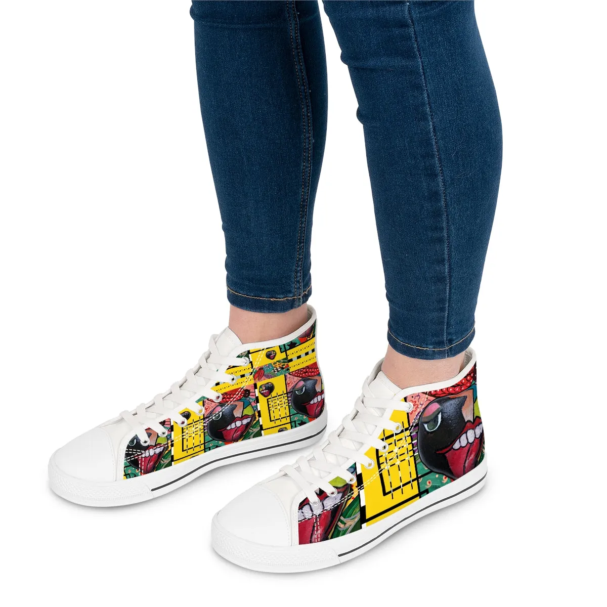 Women's High Top Sneakers PEBBLE TONGUE ART