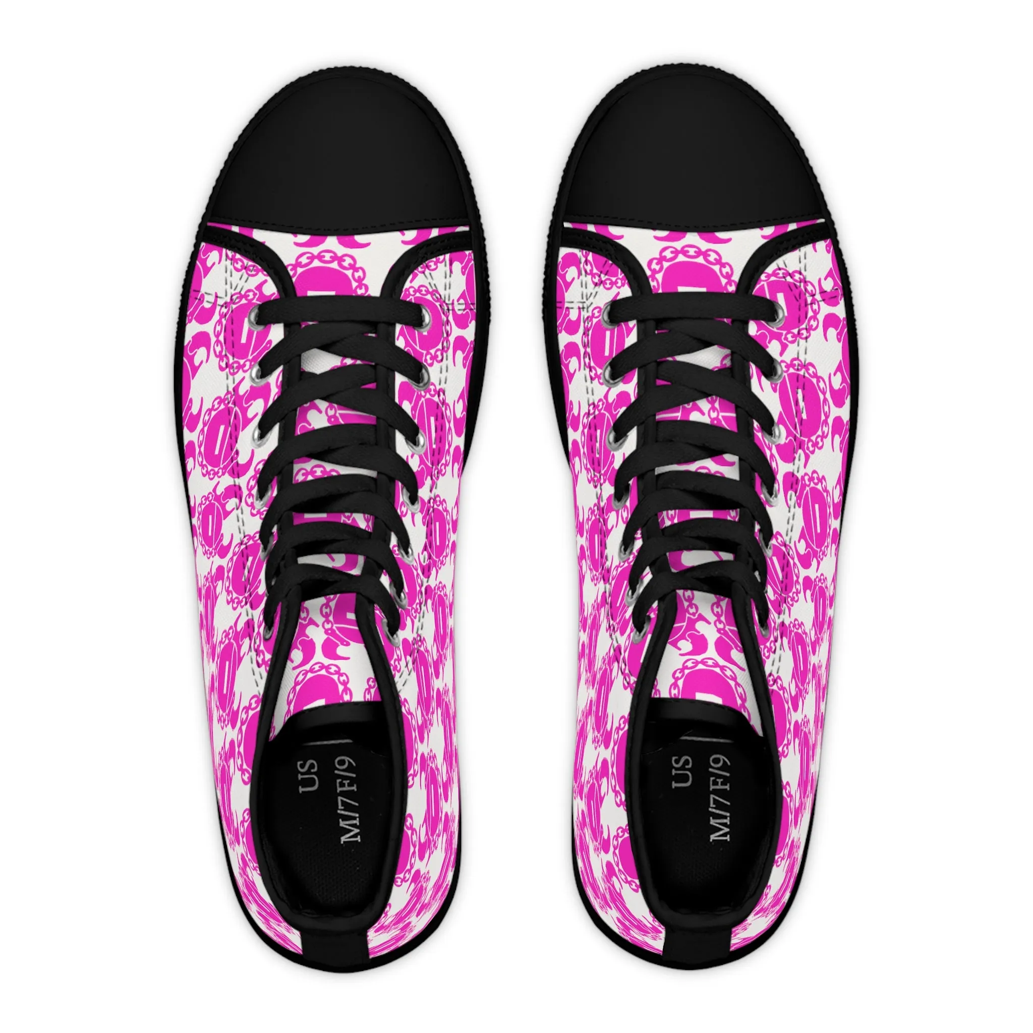 Women's High Top Sneakers - White/Pink Helmets