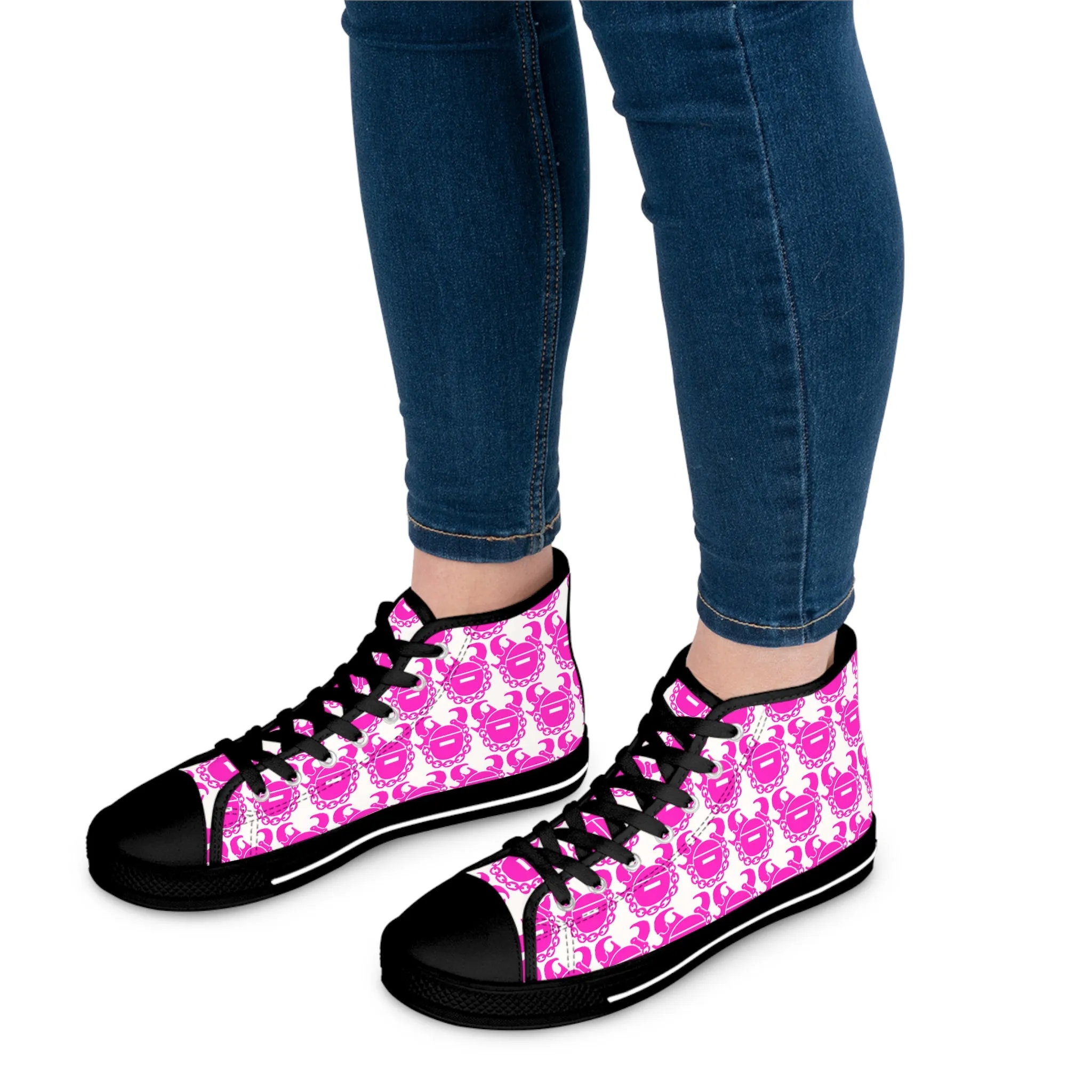 Women's High Top Sneakers - White/Pink Helmets