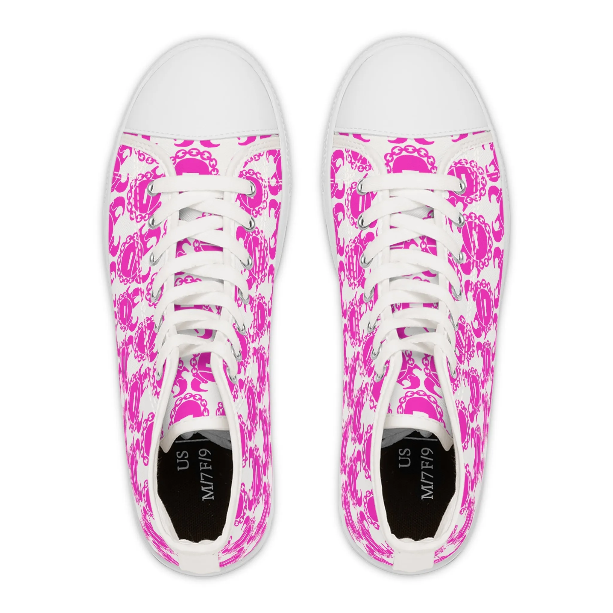 Women's High Top Sneakers - White/Pink Helmets