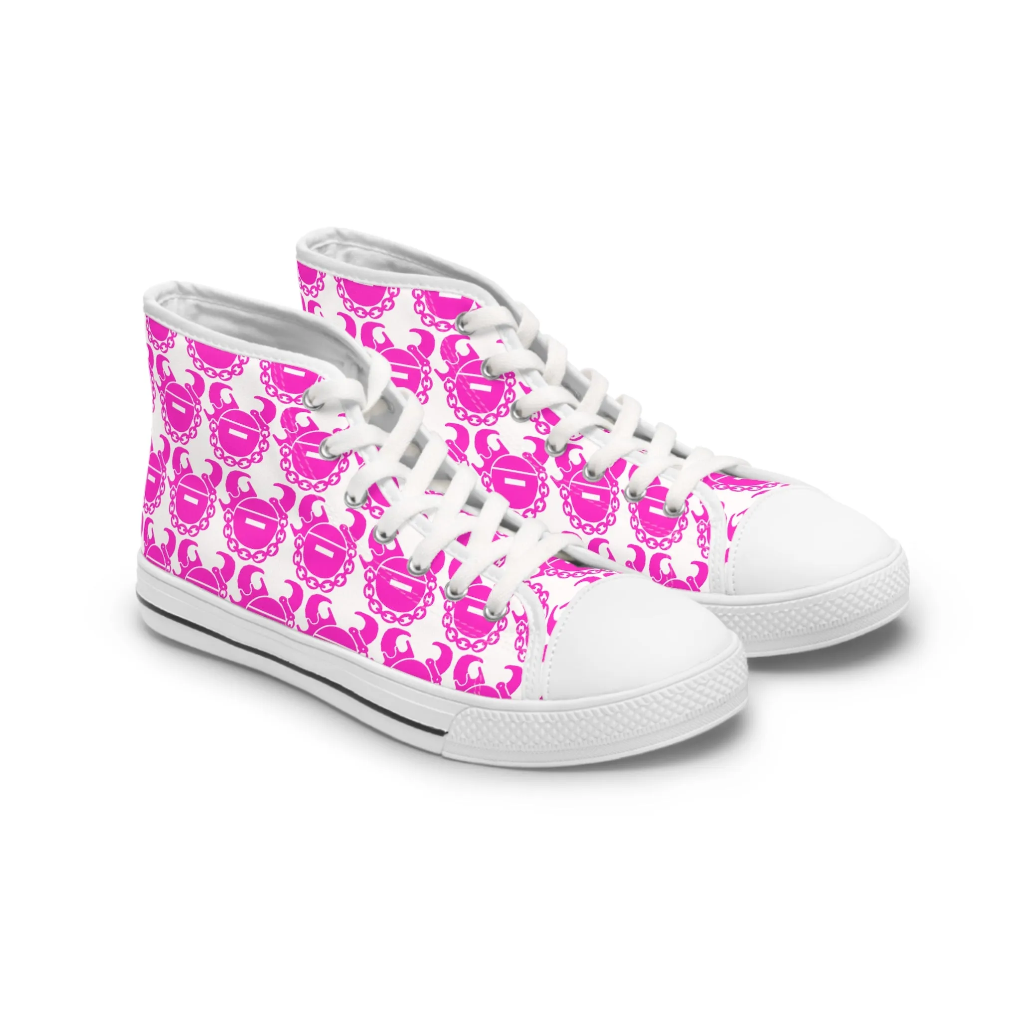 Women's High Top Sneakers - White/Pink Helmets