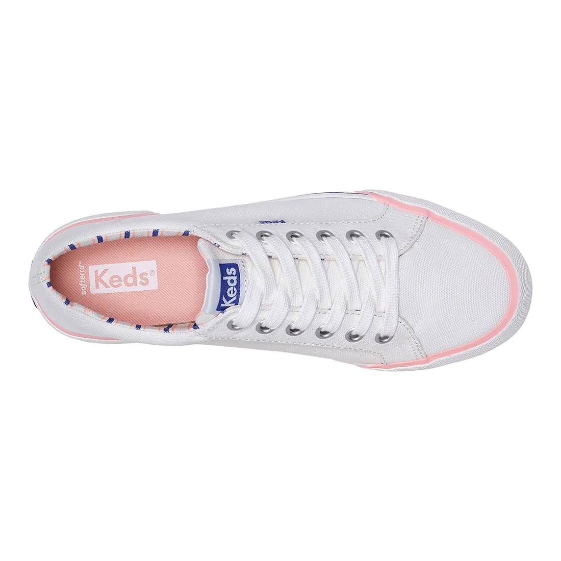 Women's Jump Kick Canvas Bumper Foxing Pop Lining Sneaker White/Blue (WF67759)