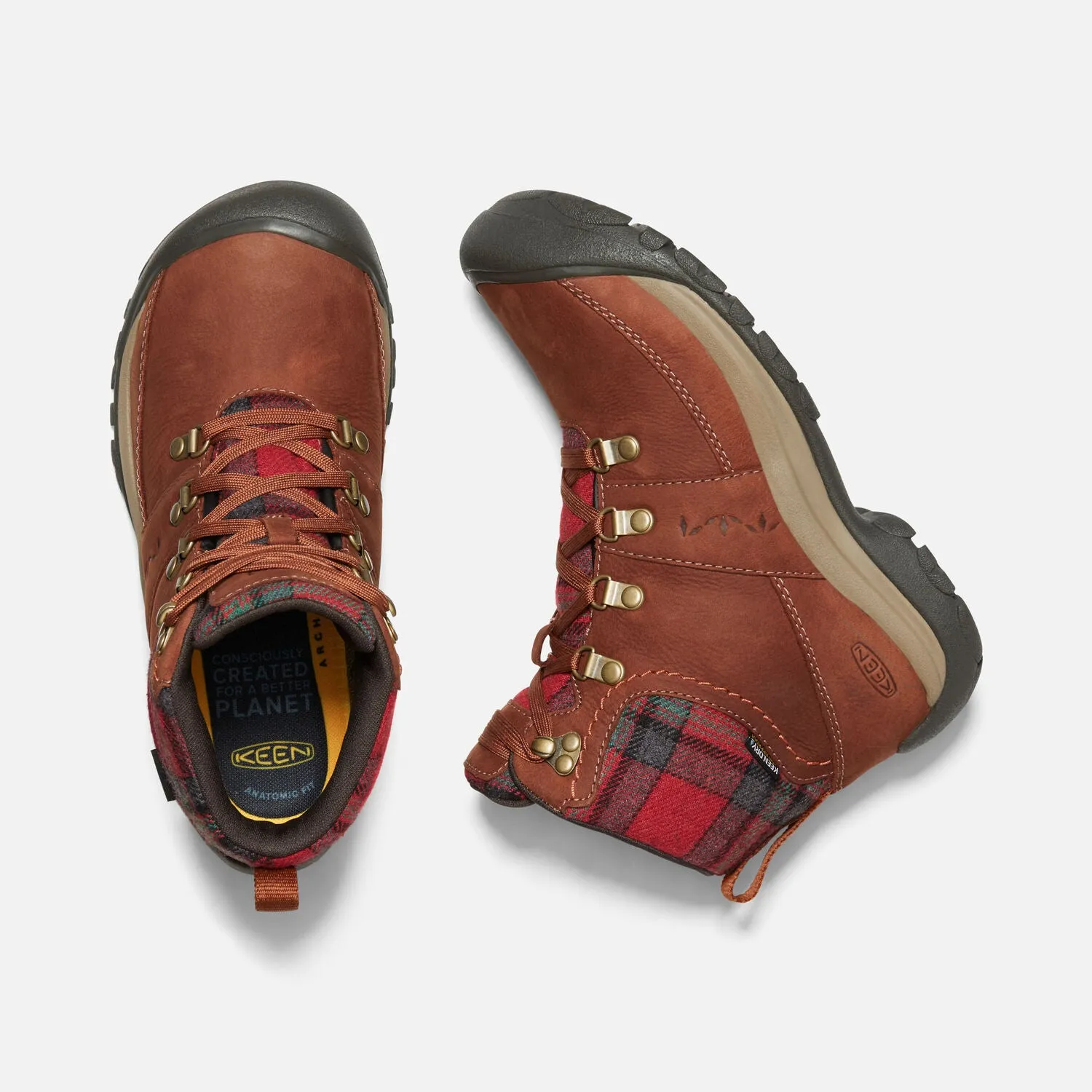 Women's Keen Kaci III Winter Waterproof Boot Color: Tortoise Shell/Red Plaid