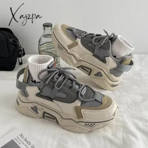 Xajzpa - Fashion Patchwork Woman Vulcanize Shoes Autumn Platform Sneakers Breathable Mesh Ladies Footwear Casual Ladies Footwear