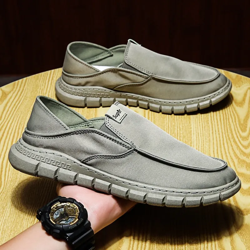 Yeknu Lazy Shoes Classic Men's Sneakers Loafer Shoes Casual Canvas Shoes Slip on Wide Fit Shoes Black/Green/Khaki YS9901