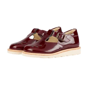 Young Soles Rosie T-Bar Leather Shoes - Cherry Patent